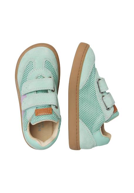 Sneakers en cuir et tissu kevis 2 vl. Blanc-noir-+Céleste-+Fuchsia-+Gris tourterelle-+Vert menthe- 24 - vertbaudet enfant 