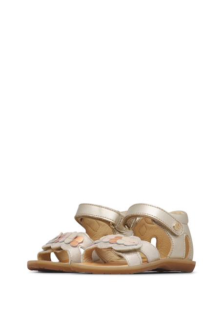 Sandales en cuir avec coeur firun Platine- 5 - vertbaudet enfant 