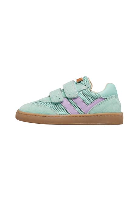 Sneakers en cuir et tissu kevis 2 vl. Blanc-noir-+Céleste-+Fuchsia-+Gris tourterelle-+Vert menthe- 23 - vertbaudet enfant 