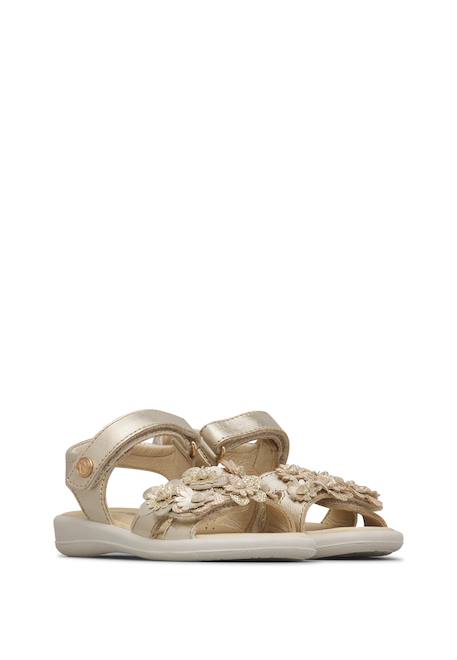 Sandales en cuir avec fleurs Brahma Platine- 2 - vertbaudet enfant 