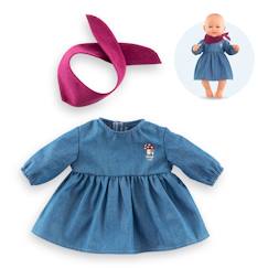 Jouet-Poupons et poupées-Poupons et accessoires-Robe en jean manches longues & foulard petit explorateur pour poupon 42 cm