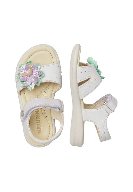 Sandales en cuir avec fleurs Mieli Blanc- 4 - vertbaudet enfant 