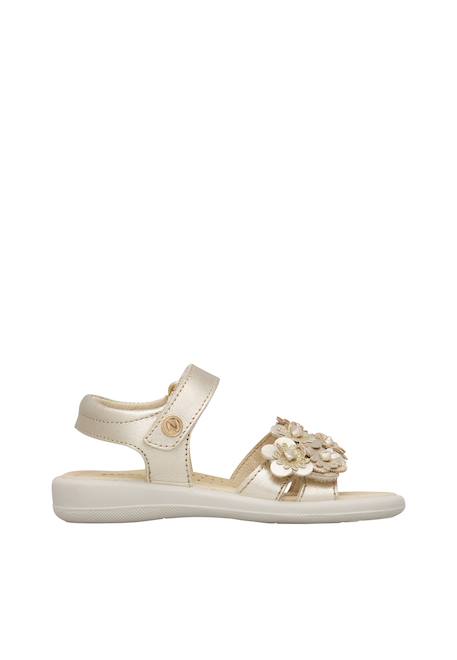 Sandales en cuir avec fleurs Brahma Platine- 1 - vertbaudet enfant 