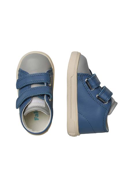 Baskets en cuir michael 3. Bleu-+Gris tourterelle- 4 - vertbaudet enfant 