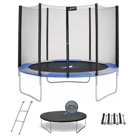 Trampoline rond 250cm avec filet, échelle, bâche et kit d'ancrage Bleu 1 - vertbaudet enfant 
