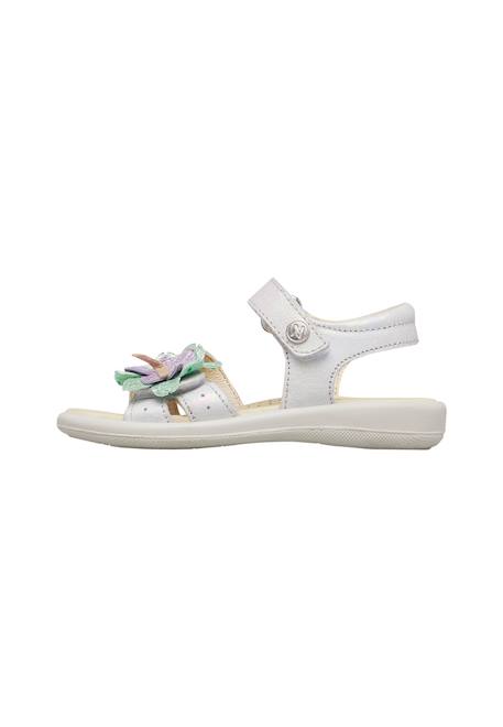 Sandales en cuir avec fleurs Mieli Blanc- 3 - vertbaudet enfant 