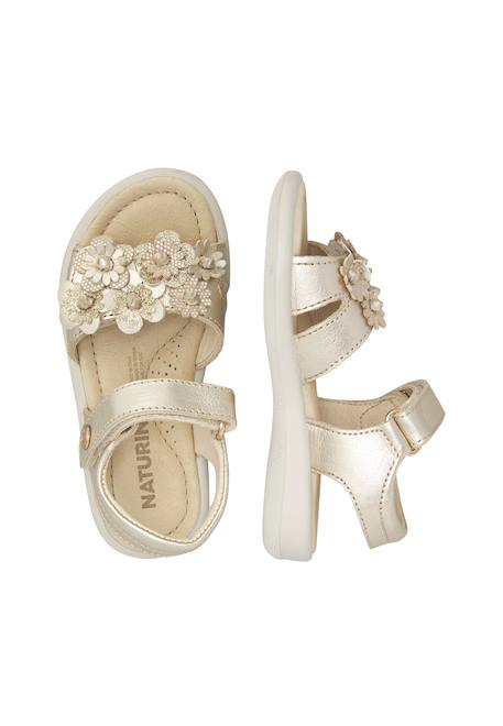 Sandales en cuir avec fleurs Brahma Platine- 4 - vertbaudet enfant 