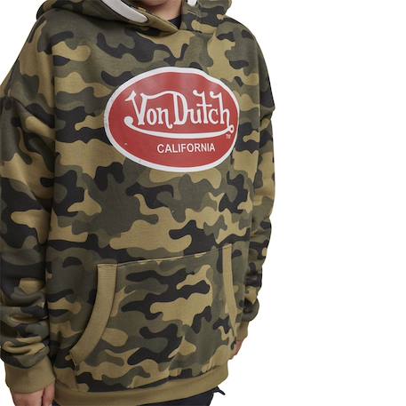 Sweat  camo à capuche relax fit kool Vert/rouge/blanc 3 - vertbaudet enfant 