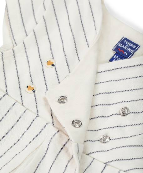 Ensemble robe + bas bébé fille Fond grege raye indigo 4 - vertbaudet enfant 