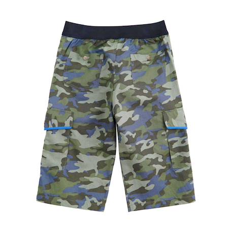 Bermuda  camouflage  en lin avec poches cargo  arcachon Kaki bleu ciel 4 - vertbaudet enfant 