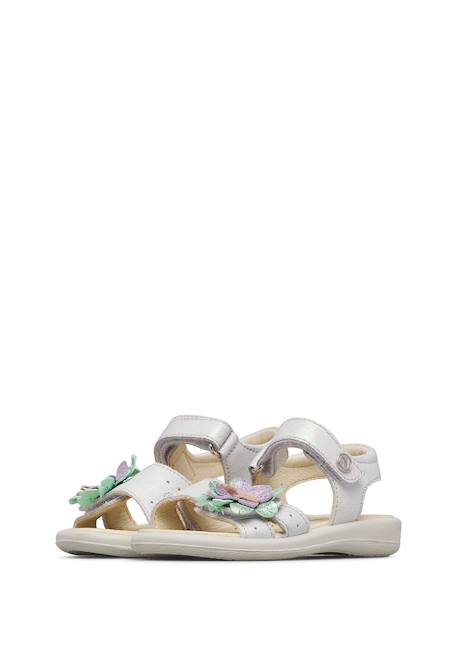 Sandales en cuir avec fleurs Mieli Blanc- 5 - vertbaudet enfant 