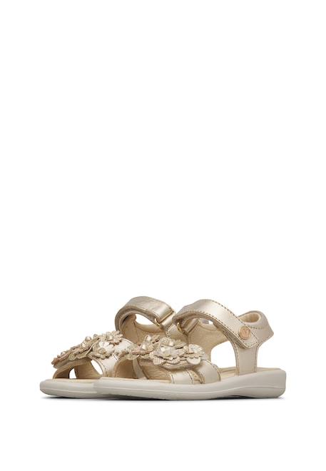 Sandales en cuir avec fleurs Brahma Platine- 5 - vertbaudet enfant 