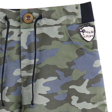 Bermuda  camouflage  en lin avec poches cargo  arcachon Kaki bleu ciel 5 - vertbaudet enfant 