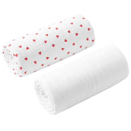 Lot de 2 draps housses couffin en gaze de coton lovio Bleu+Rouge 7 - vertbaudet enfant 