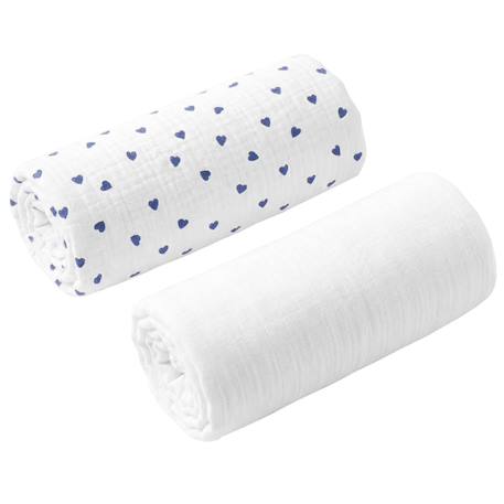 Lot de 2 draps housses couffin en gaze de coton lovio Bleu+Rouge 1 - vertbaudet enfant 