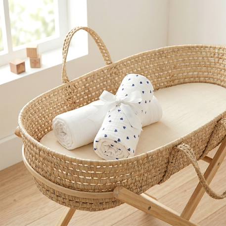 Lot de 2 draps housses couffin en gaze de coton lovio Bleu+Rouge 2 - vertbaudet enfant 