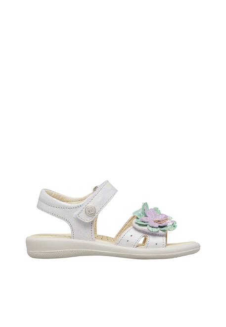 Sandales en cuir avec fleurs Mieli Blanc- 1 - vertbaudet enfant 