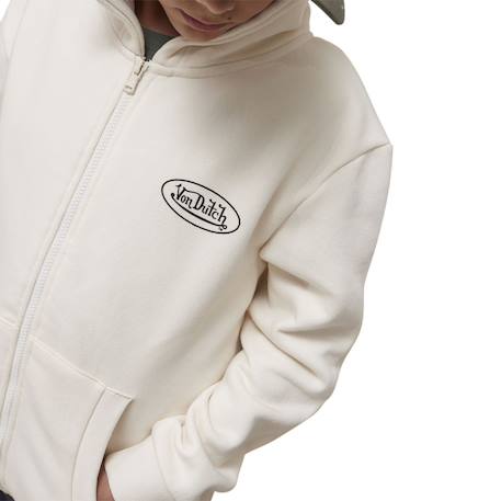 Sweat zippé à col rond et capuche  von dutch slimane Blanc crème/noir+Kaki/noir 3 - vertbaudet enfant 