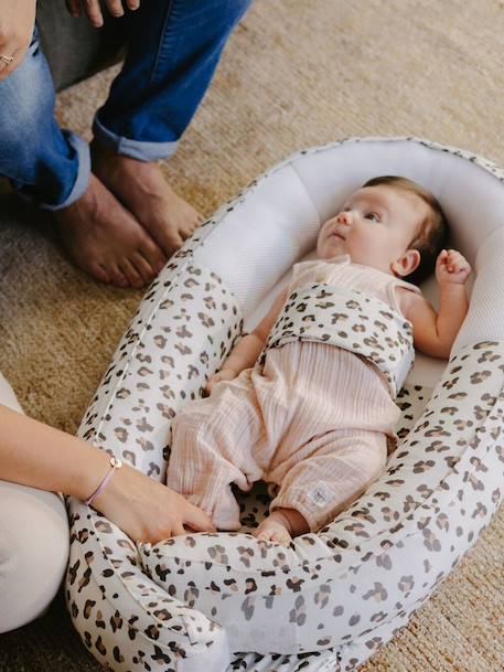 Réducteur de lit évolutif Doomoo Cocoon beige imprimé+gris 1 - vertbaudet enfant 