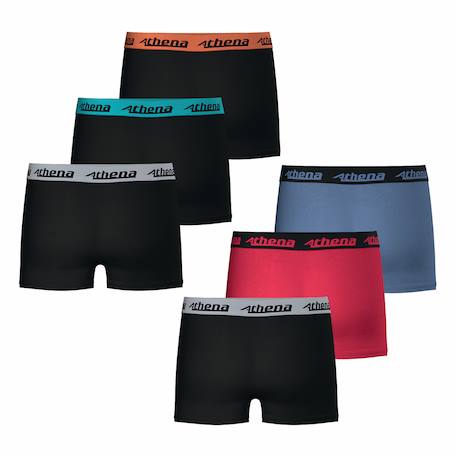 Lot de 6 boxers garçon ecopack trio choc Noir - Vert - Bleu+Noir-bleu-rouge+Noir-noir-noir-bleu-rouge-turquoise 6 - vertbaudet enfant 