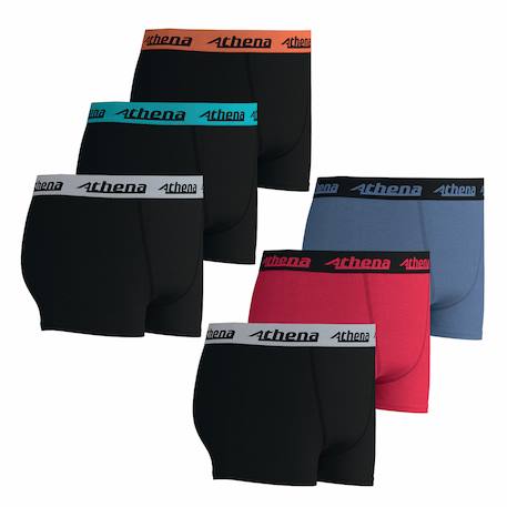 Lot de 6 boxers garçon ecopack trio choc Noir - Vert - Bleu+Noir-bleu-rouge+Noir-noir-noir-bleu-rouge-turquoise 5 - vertbaudet enfant 