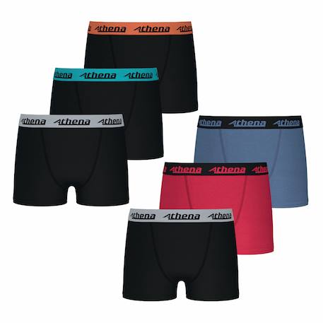 Lot de 6 boxers garçon ecopack trio choc Noir - Vert - Bleu+Noir-bleu-rouge+Noir-noir-noir-bleu-rouge-turquoise 4 - vertbaudet enfant 