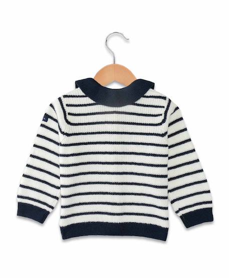 Gilet 100% coton bébé fille Fond naturel raye indigo 2 - vertbaudet enfant 
