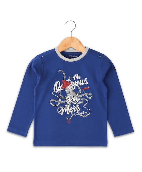T-shirt manches longues 100% coton garçon Bleu 4 - vertbaudet enfant 