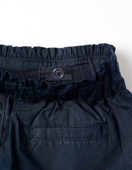 Short en popeline avec taille paperbag et plis Bleu foncé 3 - vertbaudet enfant 