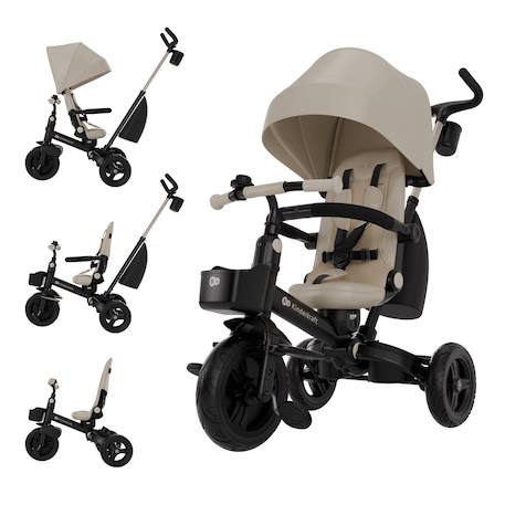 Tricycle Kinderkraft AVEO 2 PLUS Évolutif 6 Configurations avec Siège 360° CLICK&TWIST, Position Allongée et Pliage Rapide Beige+Gris+Rose+Vert 1 - vertbaudet enfant 