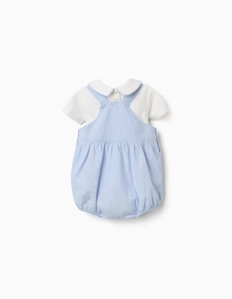 Ensemble body à manches courtes + barboteuse en coton Bleu clair 2 - vertbaudet enfant 