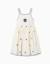 Robe sans manches en coton et lin avec broderie florale Beige clair 1 - vertbaudet enfant 
