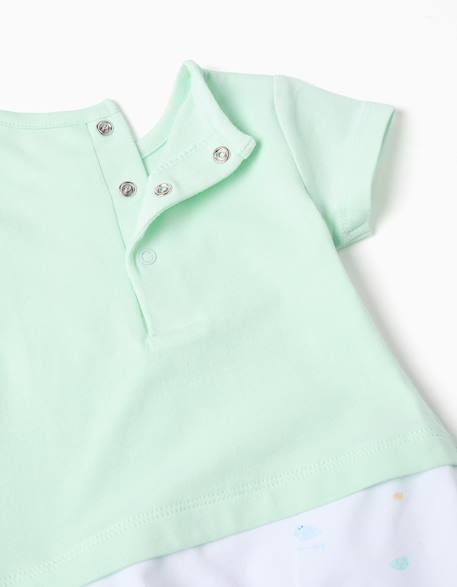 Barboteuse en coton avec motif coquillages Vert clair 3 - vertbaudet enfant 