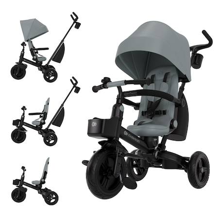Tricycle Kinderkraft AVEO 2 PLUS Évolutif 6 Configurations avec Siège 360° CLICK&TWIST, Position Allongée et Pliage Rapide Beige+Gris+Rose+Vert 7 - vertbaudet enfant 
