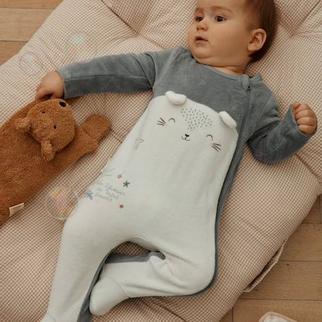Pyjama bébé en velours ouverture zippée rêverie Bleu 6 - vertbaudet enfant 