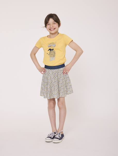 T-shirt manches courtes 100% coton fille Jaune 2 - vertbaudet enfant 