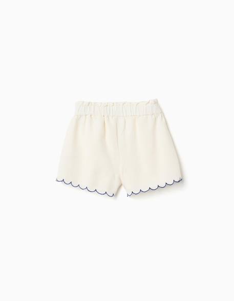 Short en coton et lin avec taille paperbag Beige clair 2 - vertbaudet enfant 