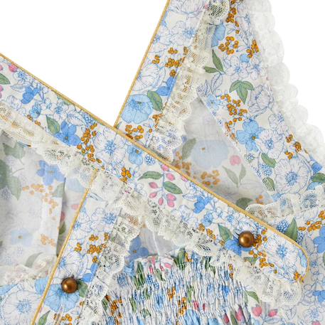 Robe cérémonie  fleurie   à bretelles croisées  anaïs Bleu ciel rose 5 - vertbaudet enfant 