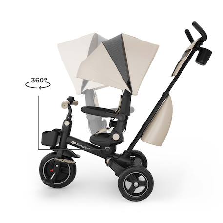 Tricycle Évolutif Kinderkraft SPINSTEP 2 PLUS avec Siège Pivotant 360°, Dossier Réglable, Capote UPF50+ et Roue Libre Beige+Vert 3 - vertbaudet enfant 