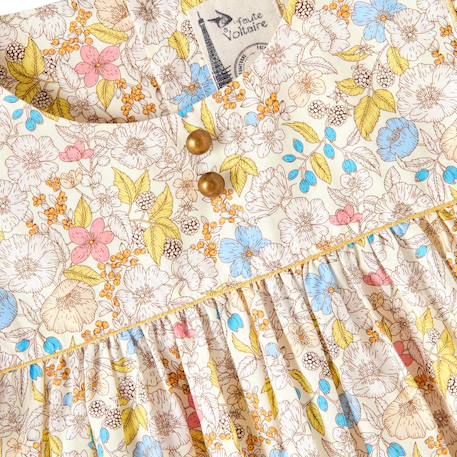 Blouse    fleurie liberty  appoline Jaune pastel rose vert 2 - vertbaudet enfant 