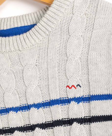 Pull garçon Fond gris chine raye indigo 3 - vertbaudet enfant 