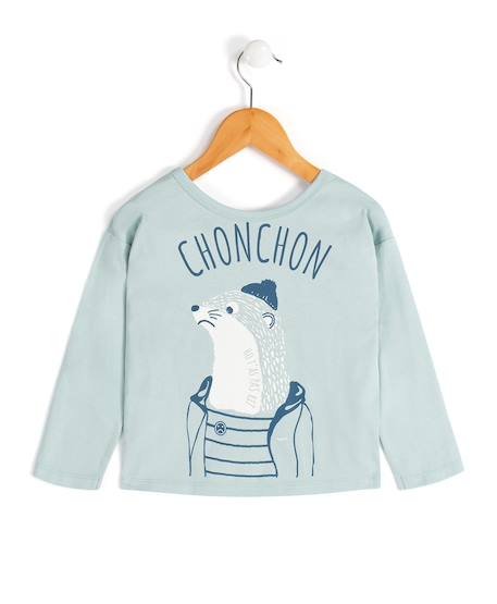 T-shirt manches longues 100% coton garçon Bleu 2 - vertbaudet enfant 