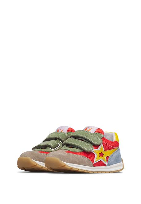 Sneakers en cuir et tissu crumi vl. Gris-orange+Rose-beige 5 - vertbaudet enfant 