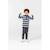Polo manches longues 100% coton garçon Fond gris chine raye indigo 5 - vertbaudet enfant 