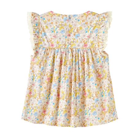 Blouse    fleurie liberty  appoline Jaune pastel rose vert 4 - vertbaudet enfant 