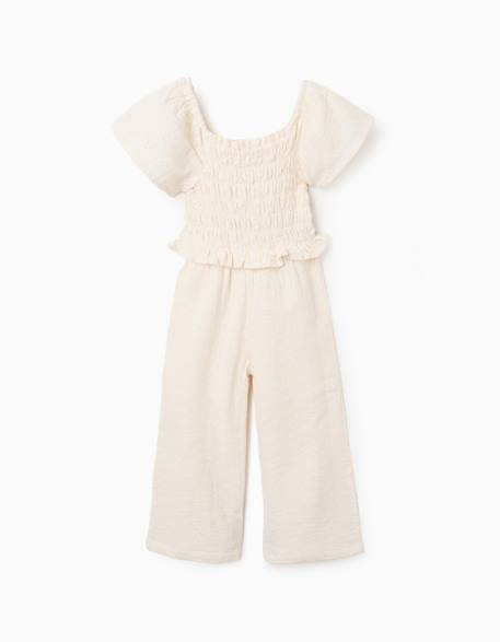 Fille-Combinaison en coton à jambe large et broderie anglaise