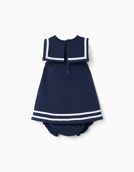 Robe et bloomer en piqué de coton Bleu foncé 2 - vertbaudet enfant 