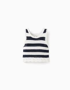 -Top sans manches en coton en maille à rayures