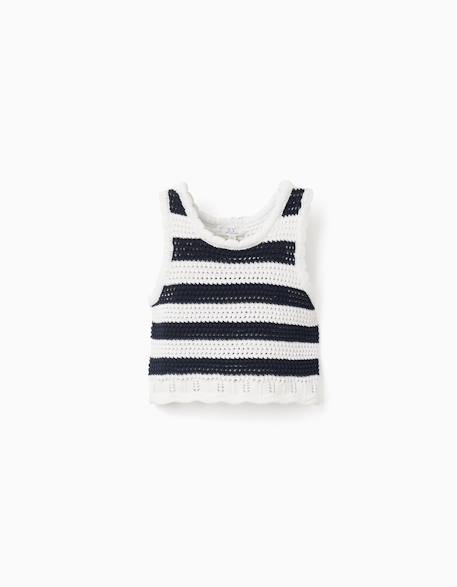 Fille-Top sans manches en coton en maille à rayures