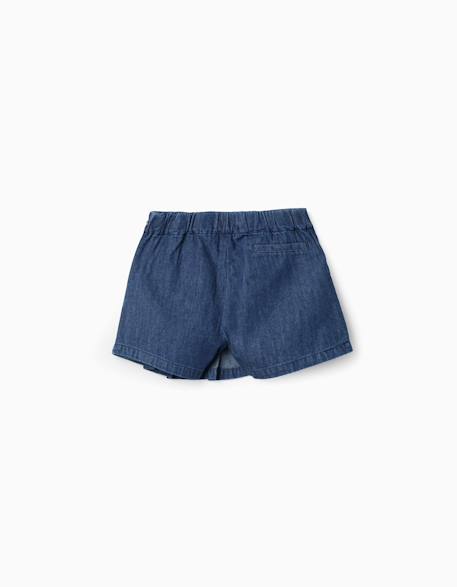 Jupe-short en jean avec plis sur le devant Bleu foncé 2 - vertbaudet enfant 